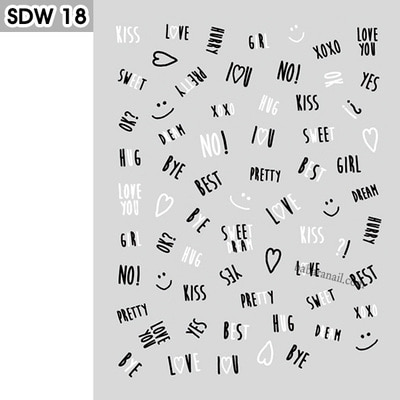 메모리 워터데칼 네일아트 스티커 SDW 18 레터링 표정