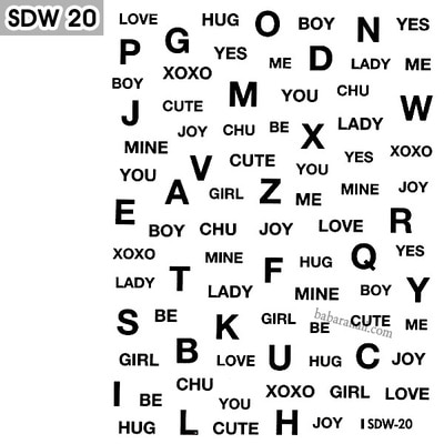 메모리 워터데칼 네일아트 스티커 SDW 20 알파벳 단어